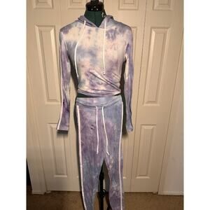Women's Purple Tie Dye Two Piece Hooded Top Longue Set